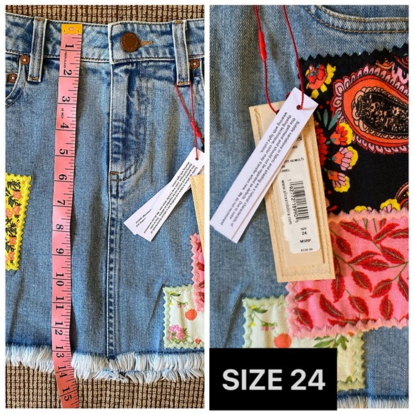 Alice + Olivia Patchwork Good High Rise Floral Denim Jeans Mini Skirt - Picture 10 of 16